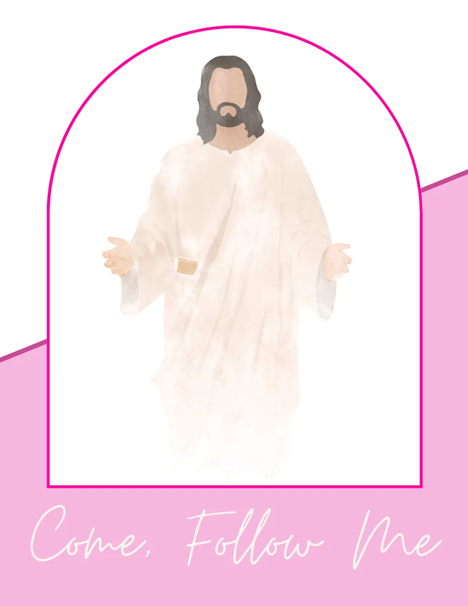Baptism printable — Come, Follow Me sign, pink